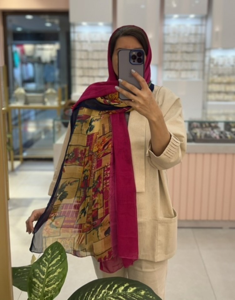 شال حریرنخ طرحدار وارداتی code:596