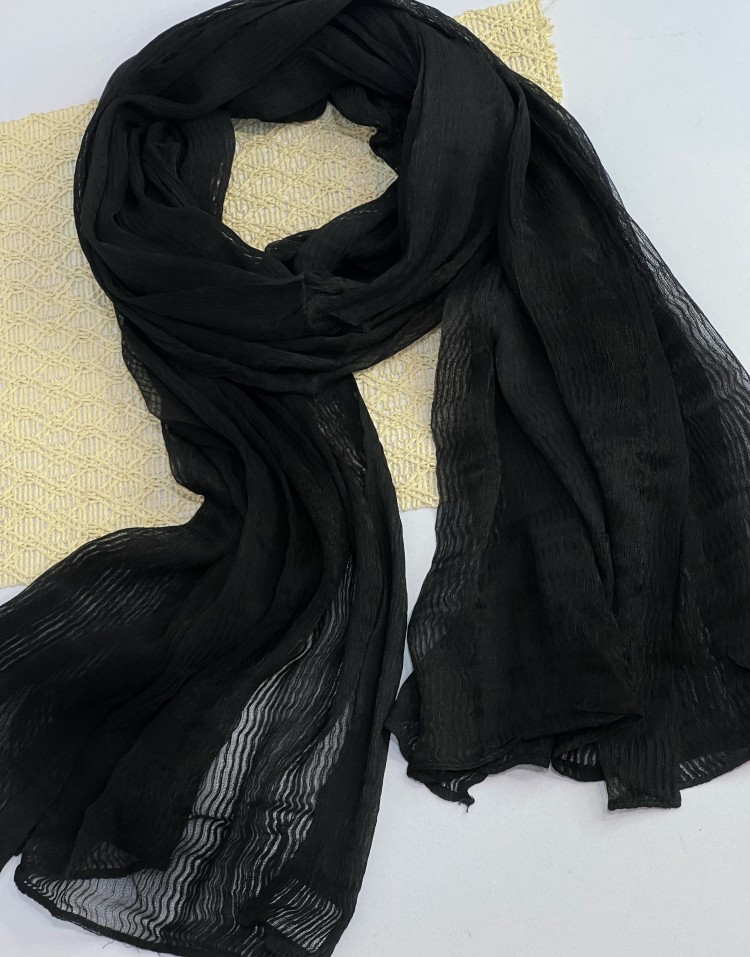 شال مشکی حریر میله ای وارداتی code:2500