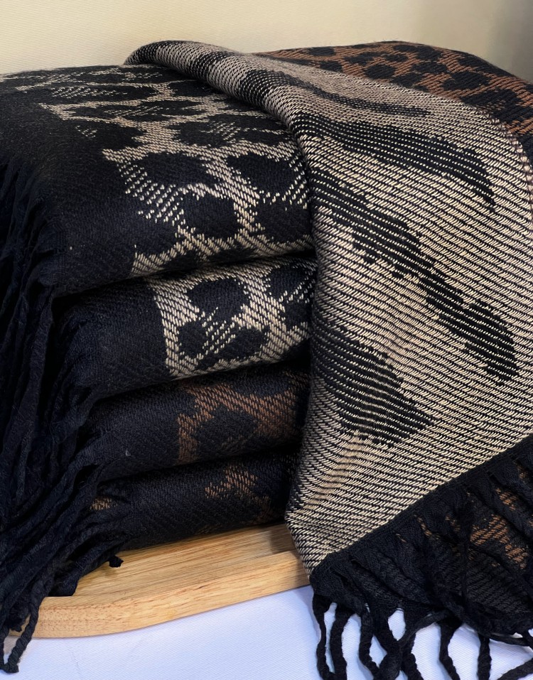 شال موهر دورو‌ریشه دار پلنگی وارداتی ‌code:3110