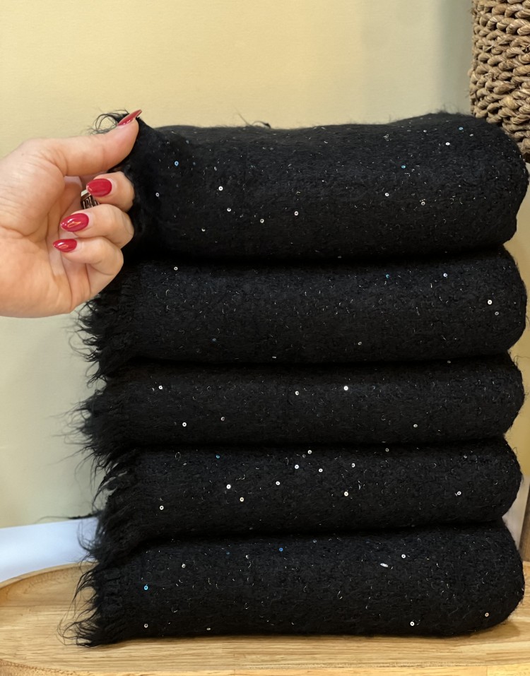 شال بوکله پولکی مشکی وارداتی code:3115