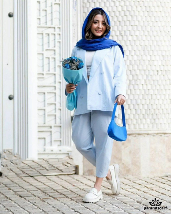 بهترین استایل مناسب با شال آبی1
